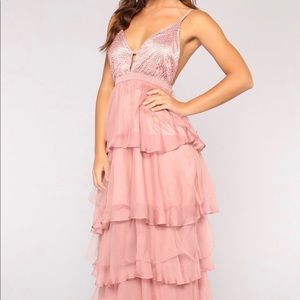 Fashion Nova Pink Layered Maxi Dress